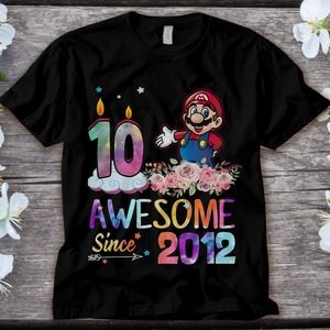 Mario Super Mario Awesome Since 2012 10th Birthday 10 Years Old Unisex T-shirt